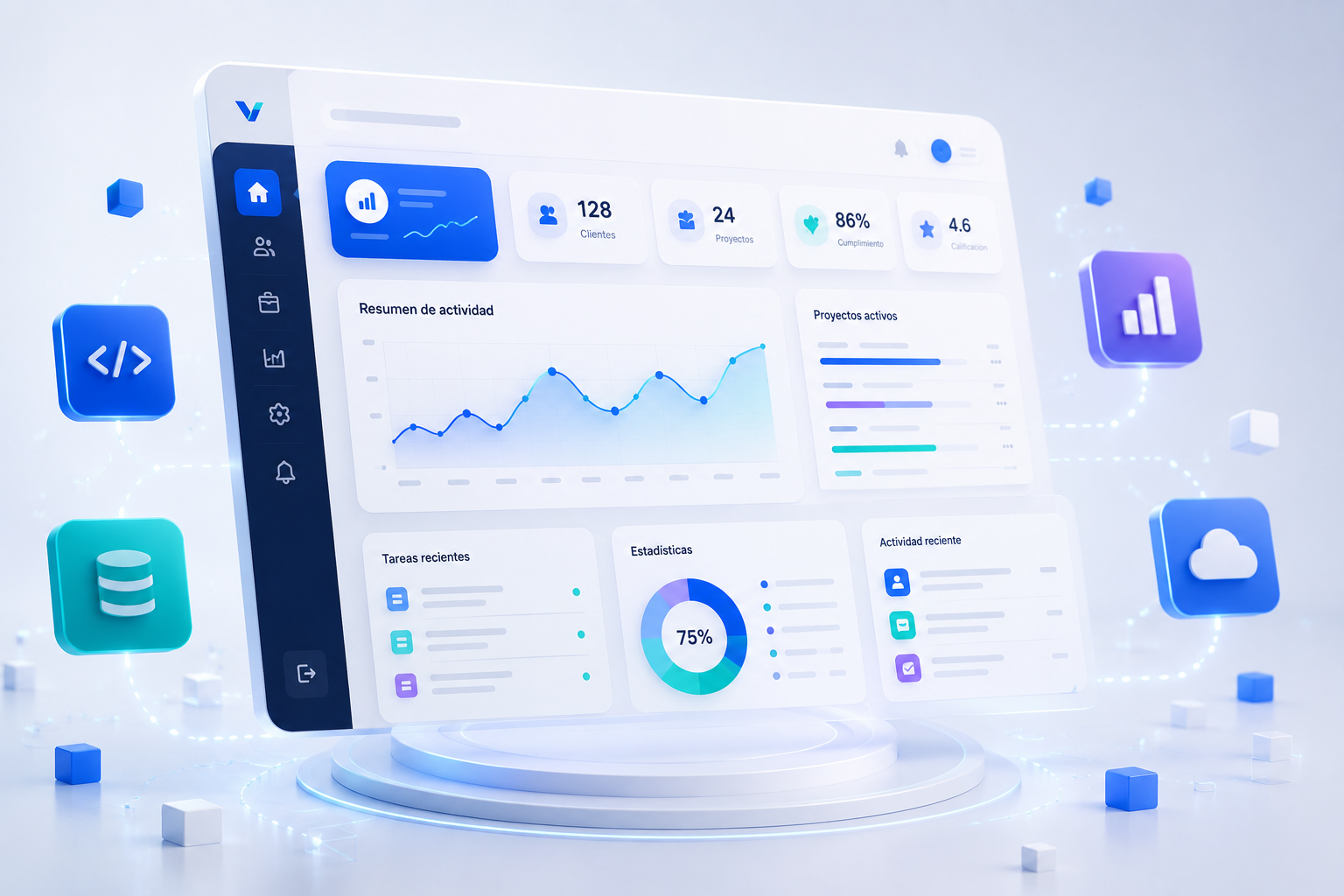 Plataforma web empresarial para gestión de operaciones, clientes e información.